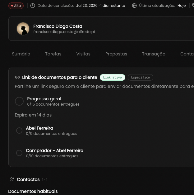 Links de documentos para o cliente
