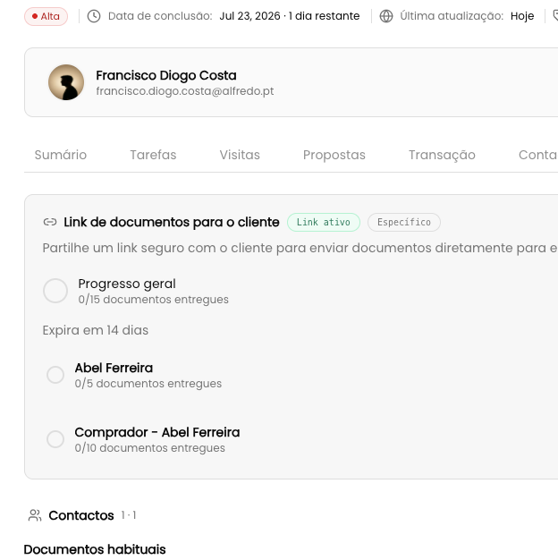 Links de documentos para o cliente